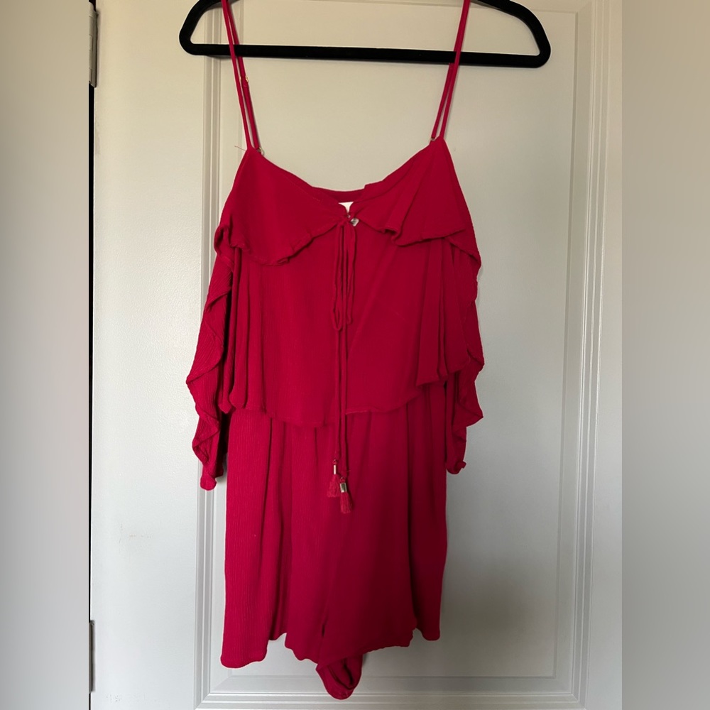 L*Space Cherry off the shoulder romper. Medium.
